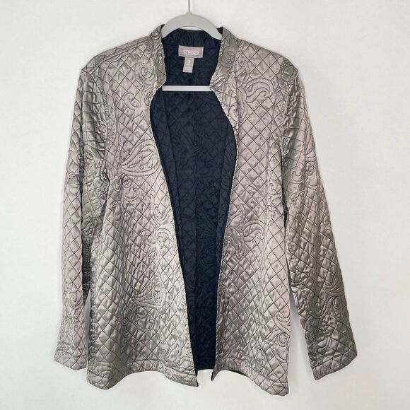 Women's Chico's Satin Quilted whimsiGoth Forest Jacket sz. 3 (L) #CC - Picture 1 of 8